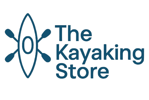 Logo of The Kayaking Store with a stylized kayak and paddles on a white background